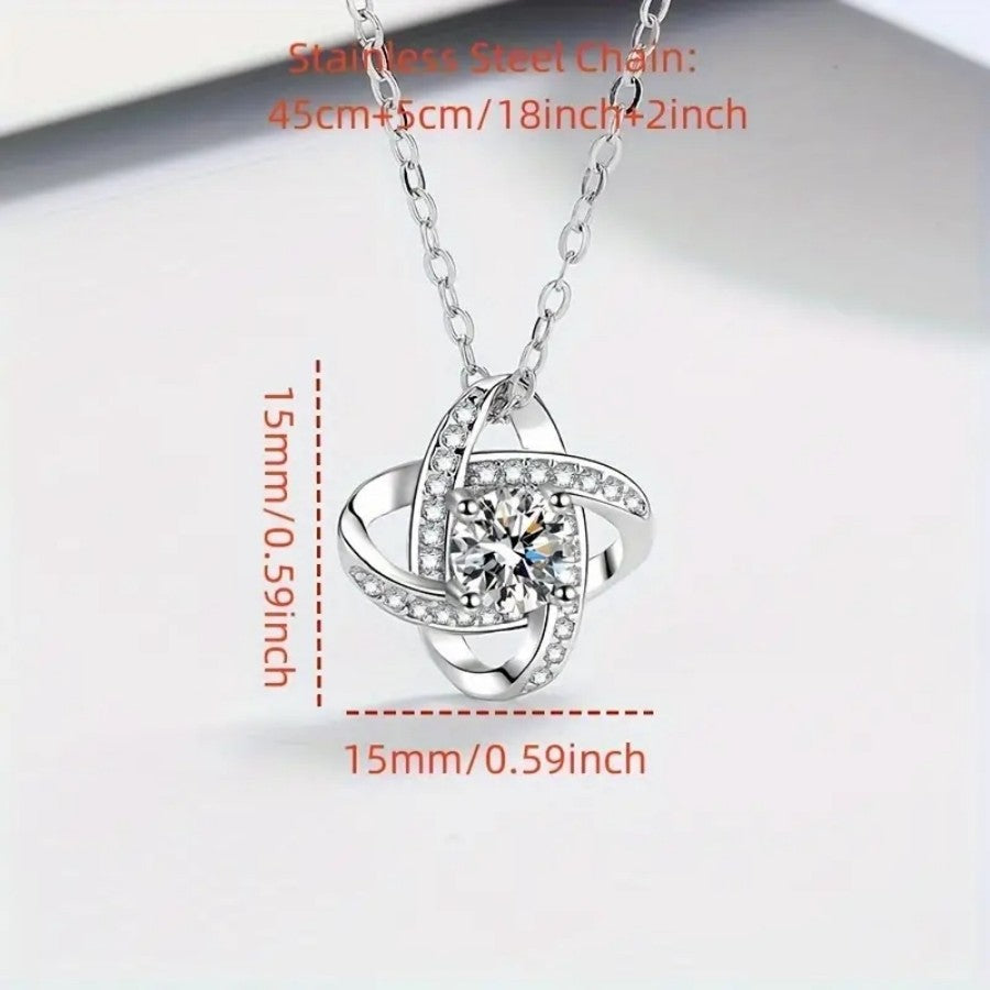 Heart Of Eternity Clavicle Chain Rotating Lucky Pendant Necklace With Card
