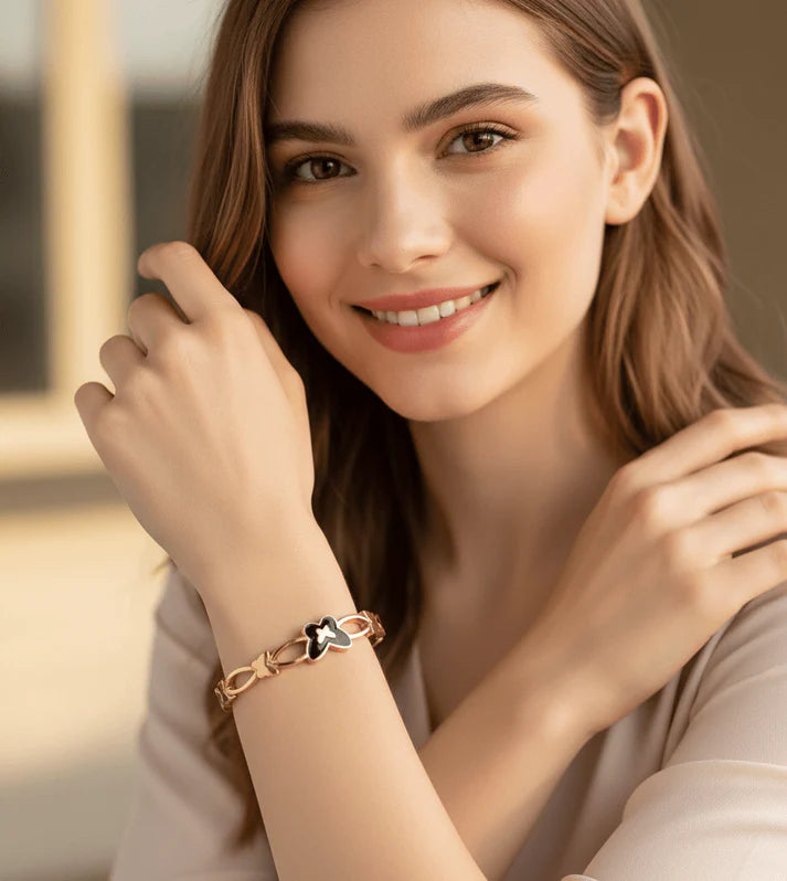 Black Enamel Butterfly Bangle