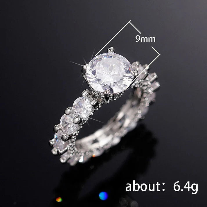 Copper Inlaid Zircon Ring Women