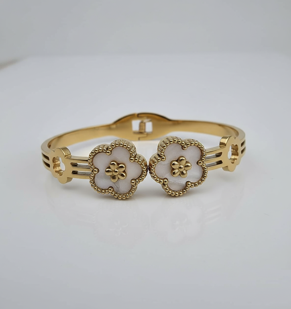 Twin Floral Charm Bangle