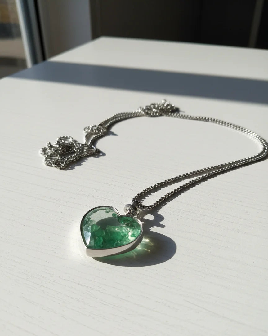 Emerald Heart Crystal Pendant Necklace