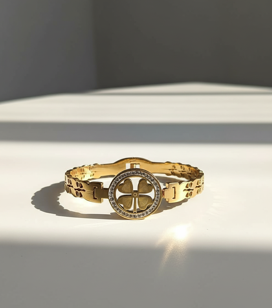 Four Leaf Charm Bangle