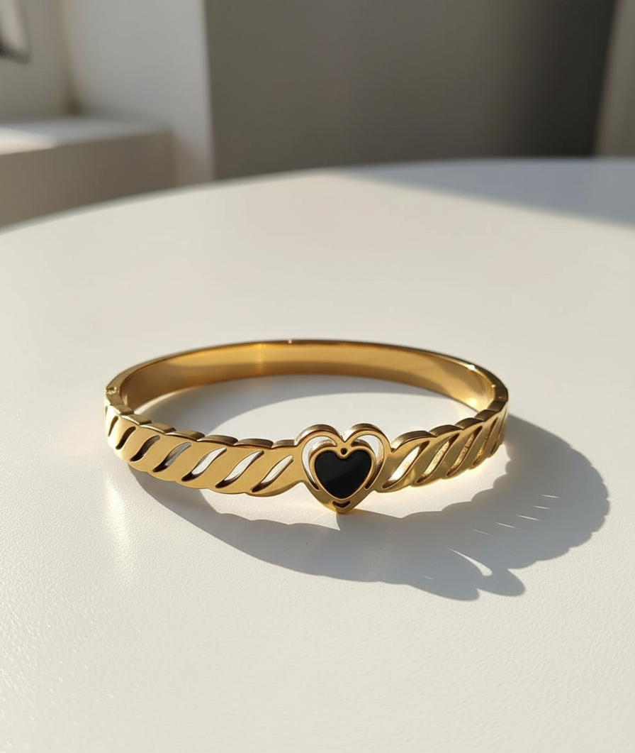 Golden Heartline Bangle