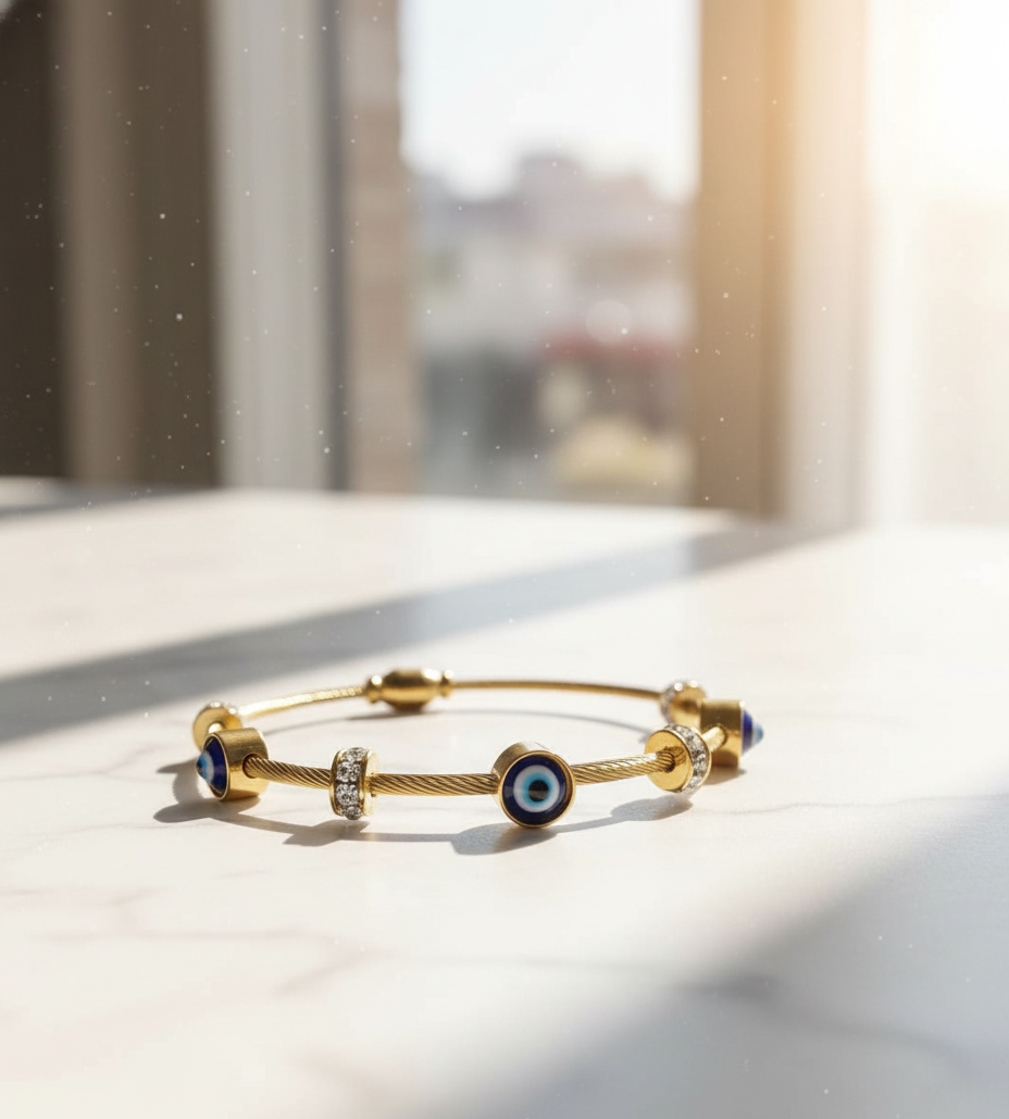 Evil Eye Protection Cable Bangle