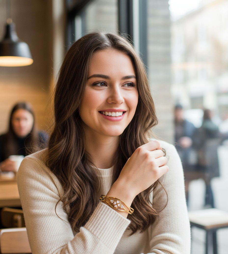 Golden Petal Hearts Bangle