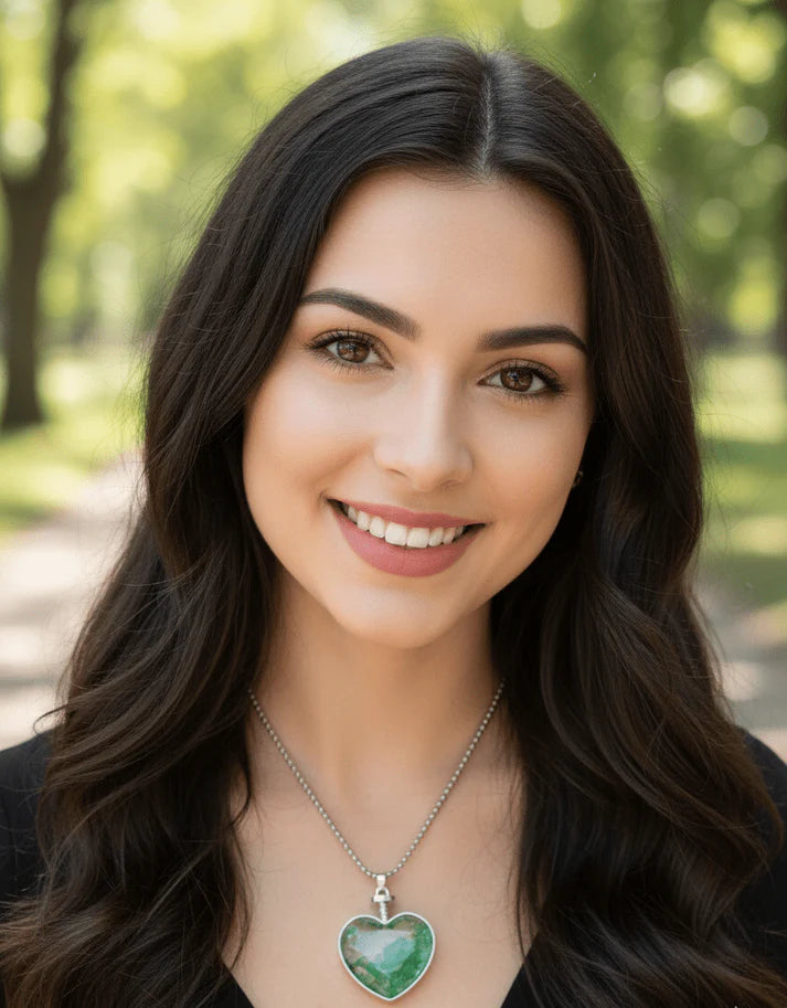 Emerald Heart Crystal Pendant Necklace