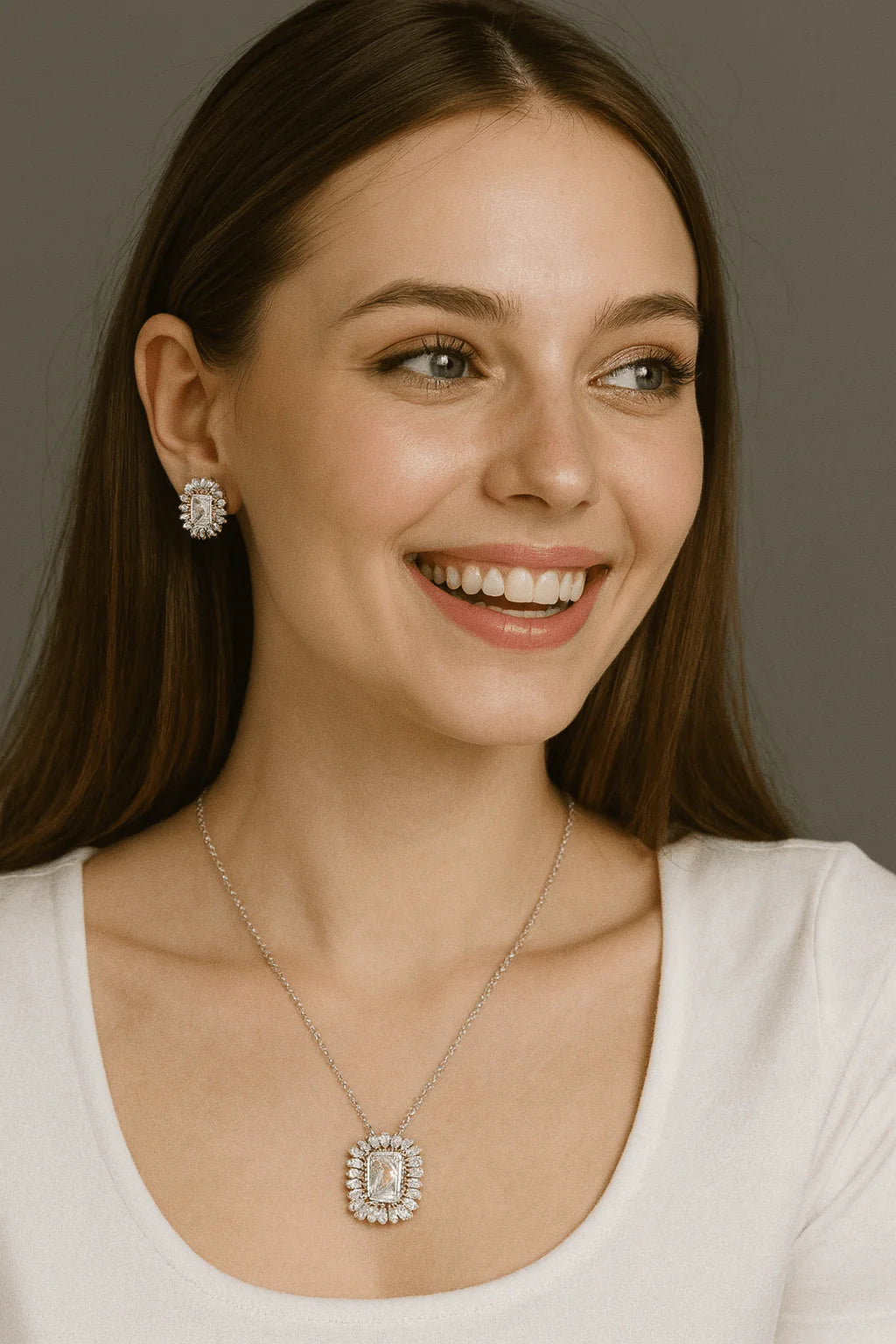 Emerald Radiant Halo Set