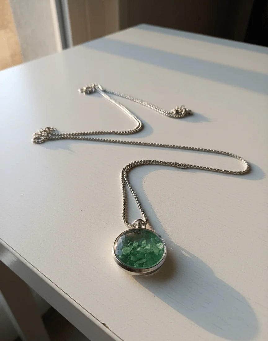 Emerald Stone Round Pendant Necklace