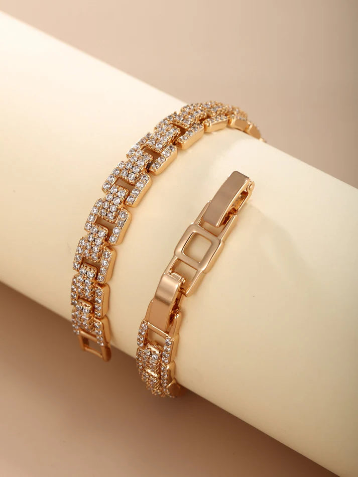 European And American Metallic Light Luxury Inlaid Zirconium Bracelet Personality Simple
