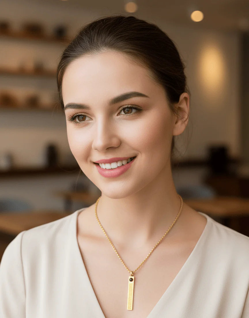 Royal Engraved Arabic Bar Pendant