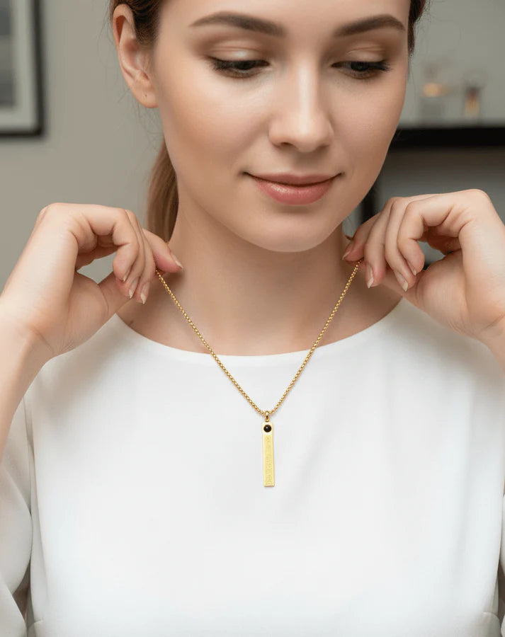 Royal Engraved Arabic Bar Pendant