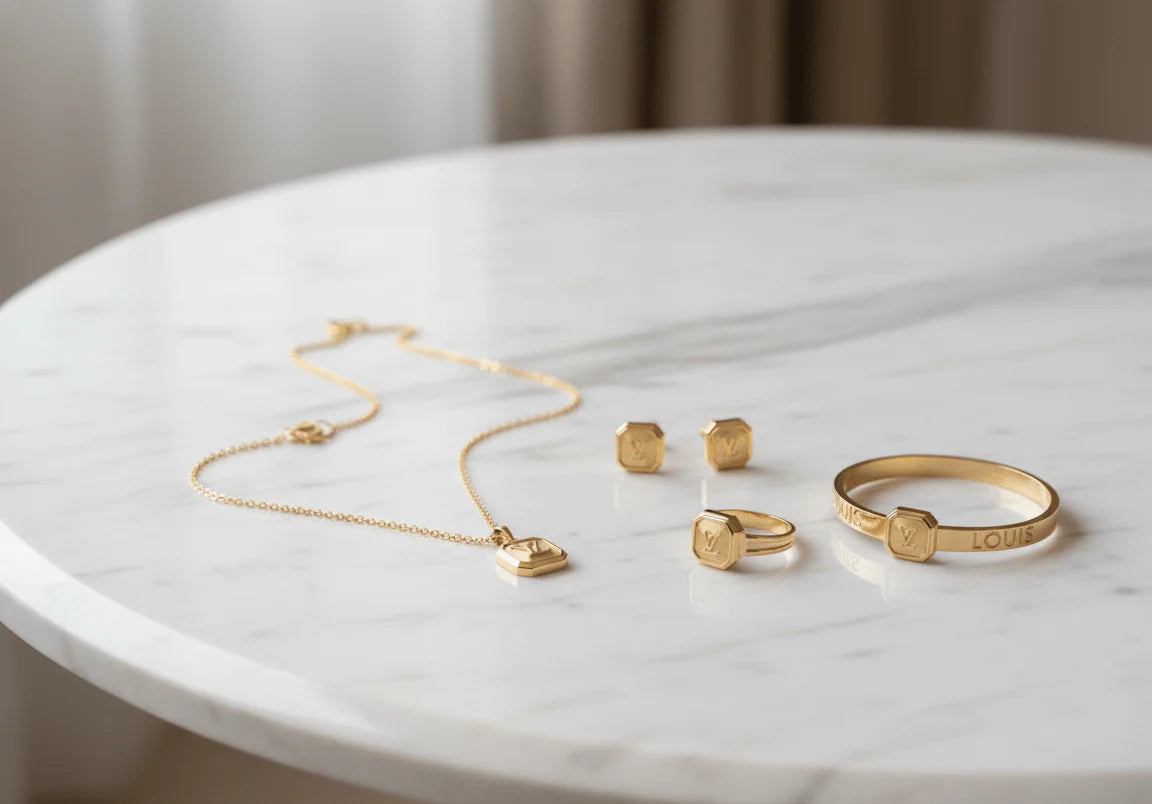 Square LV Emblem Jewellery Set