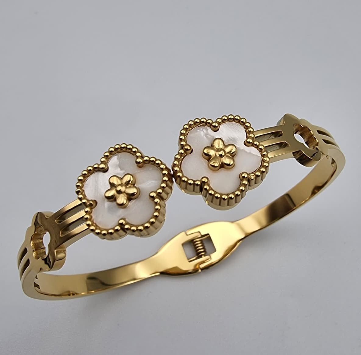 Twin Floral Charm Bangle