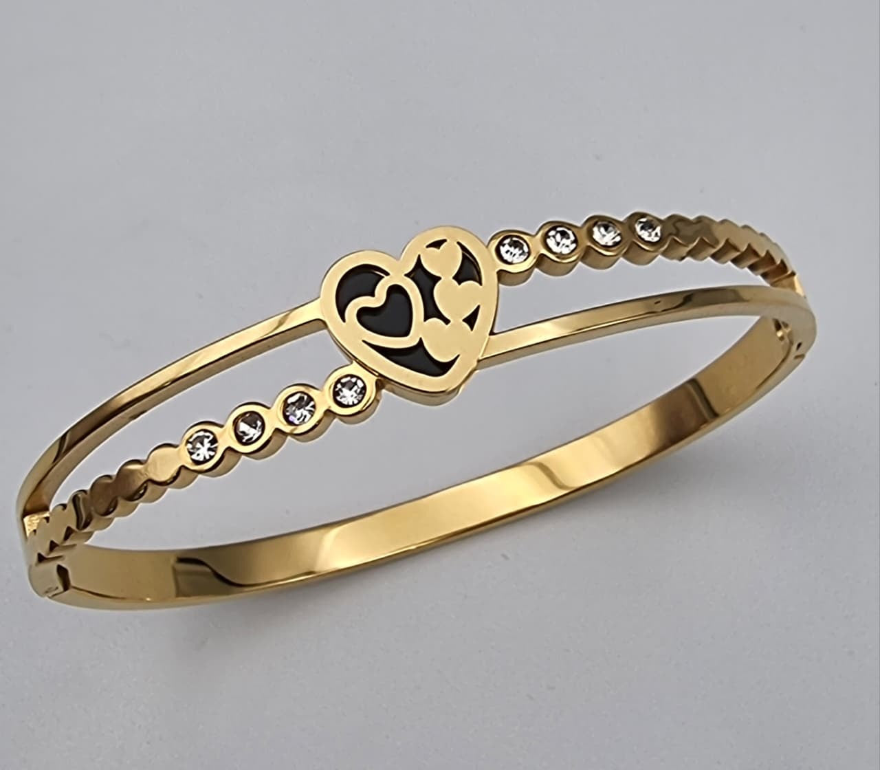 Crystal Heart Dual Band Bangle