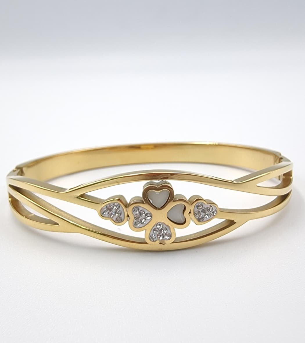 Golden Petal Hearts Bangle